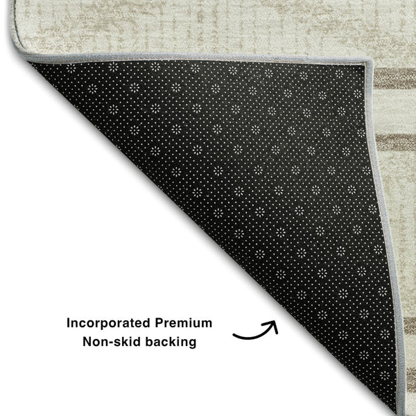 HomeRoots 9' X 12' Ivory and Taupe Geometric Area Rug - Washable, UV Protected, Stain Resistant for Everyday Use 680788