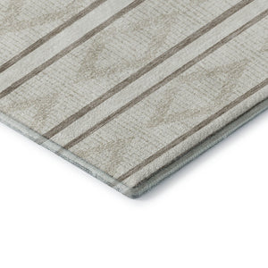 HomeRoots 9' X 12' Ivory and Taupe Geometric Area Rug - Washable, UV Protected, Stain Resistant for Everyday Use 680788