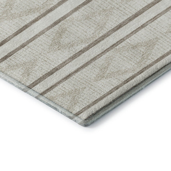 HomeRoots 9' X 12' Ivory and Taupe Geometric Area Rug - Washable, UV Protected, Stain Resistant for Everyday Use 680788