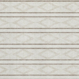 HomeRoots 9' X 12' Ivory and Taupe Geometric Area Rug - Washable, UV Protected, Stain Resistant for Everyday Use 680788