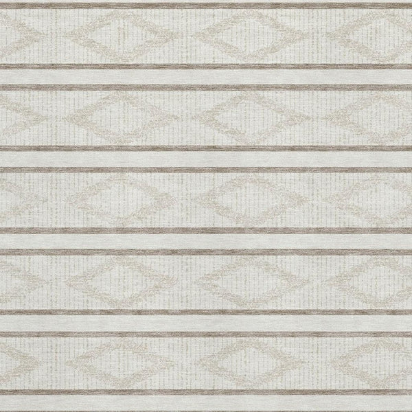 HomeRoots 9' X 12' Ivory and Taupe Geometric Area Rug - Washable, UV Protected, Stain Resistant for Everyday Use 680788
