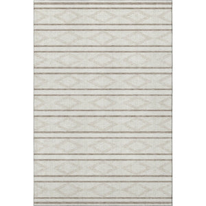 HomeRoots 9' X 12' Ivory and Taupe Geometric Area Rug - Washable, UV Protected, Stain Resistant for Everyday Use 680788