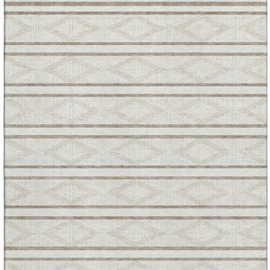 HomeRoots 10' X 14' Ivory And Taupe Geometric Area Rug – Washable, Durable, UV-Protected Design for Families 680789
