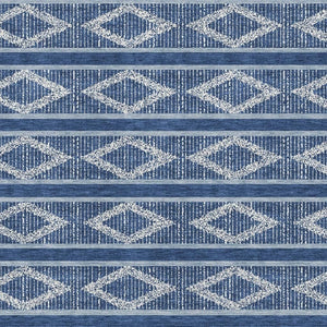 HomeRoots 8' X 10' Navy Blue and Ivory Geometric Area Rug - Washable, UV-Protected, Stylish for High-Traffic Areas 680793