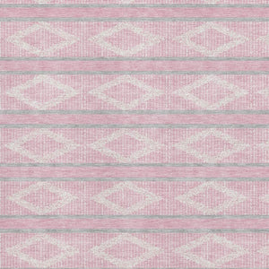 HomeRoots 5' X 8' Pink And Ivory Geometric Area Rug – Washable, UV-Protected, Perfect for High-Traffic Spaces! 680797