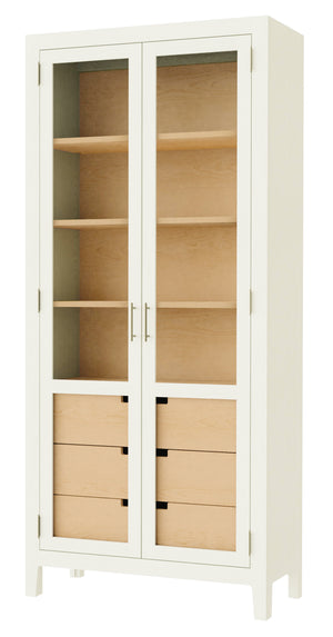 Hekman Furniture 680798 Willa Ii Elegant Aged White Storage Cabinet With Adjustable Shelves, Glass Doors & Drawers Aged White Willa Ii Storage Cabinet 680798