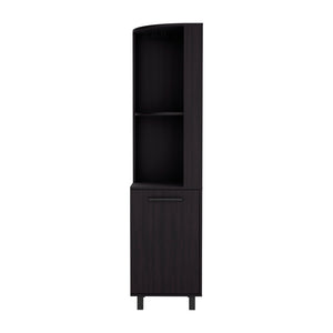 English Elm Corner Bar Cabinet Cleveland Black - Space-Saving Engineered Wood Corner Storage with Shelves, Durable Finish B092S00294