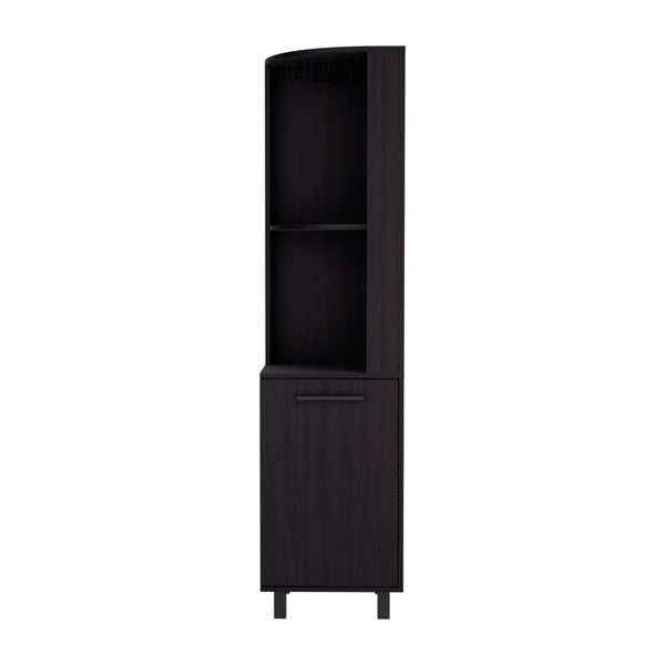 English Elm Corner Bar Cabinet Cleveland Black - Space-Saving Engineered Wood Corner Storage with Shelves, Durable Finish B092S00294