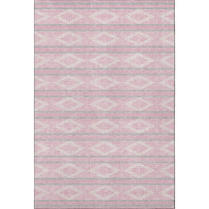 HomeRoots 9' X 12' Pink And Ivory Geometric Area Rug - Washable, UV Protected, Stylish & Kid-Friendly Design! 680800