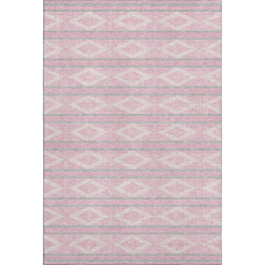 HomeRoots 10' Pink and Ivory Geometric Washable Area Rug - Durable, UV-Protected, Perfect for High-Traffic Spaces 680801