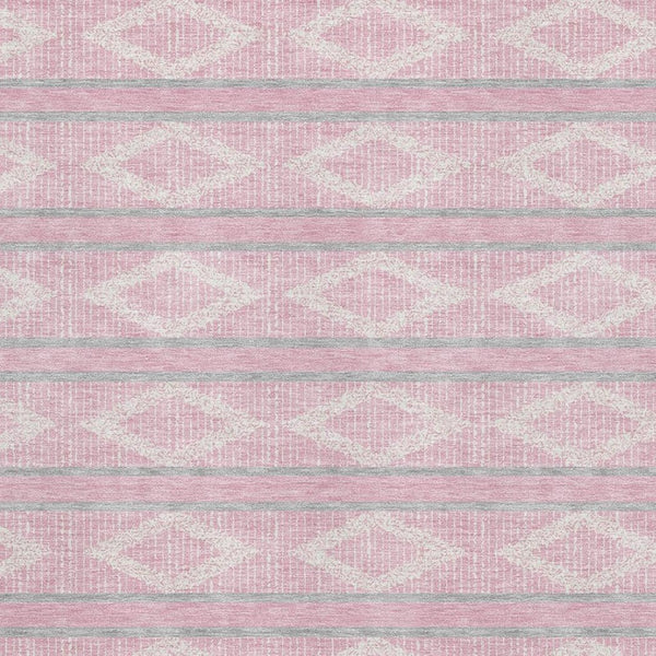 HomeRoots 10' Pink and Ivory Geometric Washable Area Rug - Durable, UV-Protected, Perfect for High-Traffic Spaces 680801
