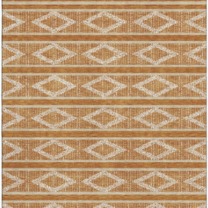 HomeRoots 9' X 12' Geometric Area Rug in Rust and Ivory - Washable, UV-Protected, Pet-Friendly Design for Homes 680806