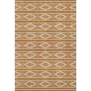 HomeRoots 9' X 12' Geometric Area Rug in Rust and Ivory - Washable, UV-Protected, Pet-Friendly Design for Homes 680806