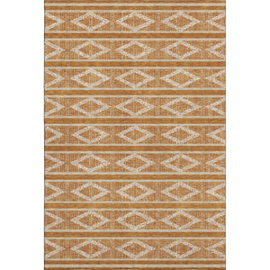 HomeRoots 10' X 14' Stylish Rust and Ivory Geometric Area Rug - Washable, UV-Protected, Perfect for Family Spaces! 680807