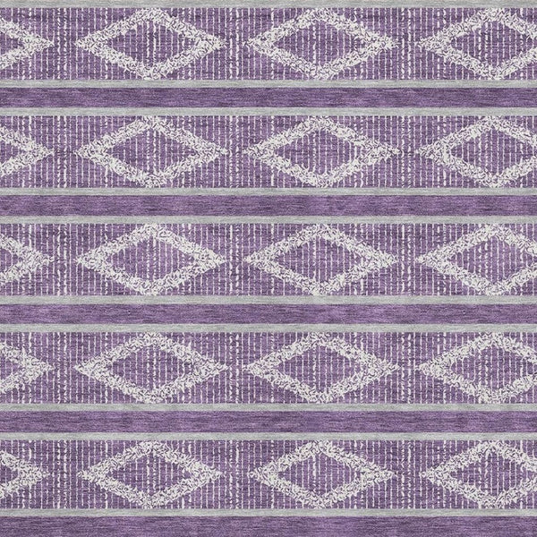 HomeRoots 8' X 10' Stylish Purple and Ivory Geometric Washable Area Rug with UV Protection for Every Room 680811