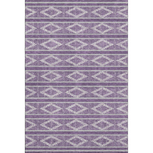 HomeRoots 9' X 12' Purple and Ivory Geometric Washable Area Rug - Stylish, Durable, and UV-Protected Design! 680812