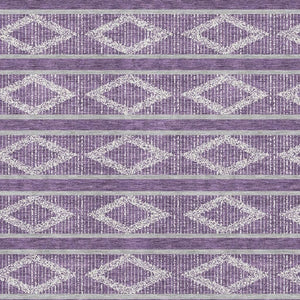 HomeRoots 9' X 12' Purple and Ivory Geometric Washable Area Rug - Stylish, Durable, and UV-Protected Design! 680812