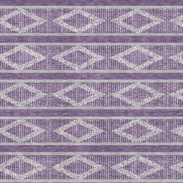 HomeRoots 9' X 12' Purple and Ivory Geometric Washable Area Rug - Stylish, Durable, and UV-Protected Design! 680812