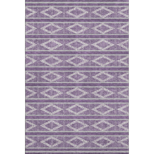 HomeRoots 10' X 14' Purple and Ivory Geometric Washable Area Rug - Durable, Stain-Resistant, UV Protected Elegance 680813