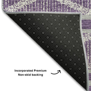 HomeRoots 10' X 14' Purple and Ivory Geometric Washable Area Rug - Durable, Stain-Resistant, UV Protected Elegance 680813