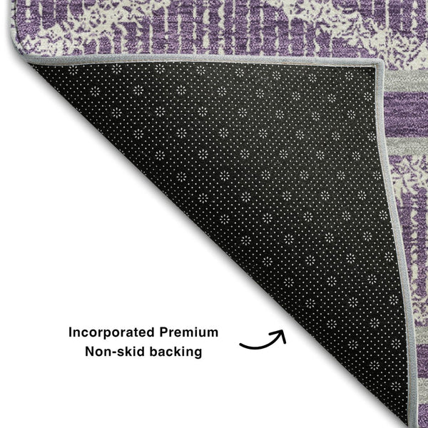HomeRoots 10' X 14' Purple and Ivory Geometric Washable Area Rug - Durable, Stain-Resistant, UV Protected Elegance 680813