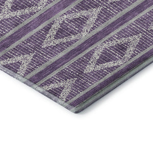 HomeRoots 10' X 14' Purple and Ivory Geometric Washable Area Rug - Durable, Stain-Resistant, UV Protected Elegance 680813