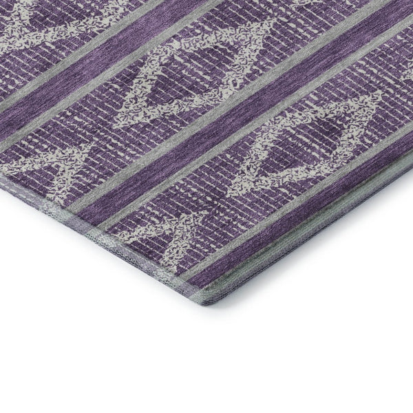HomeRoots 10' X 14' Purple and Ivory Geometric Washable Area Rug - Durable, Stain-Resistant, UV Protected Elegance 680813