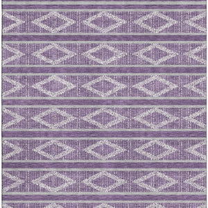 HomeRoots 10' X 14' Purple and Ivory Geometric Washable Area Rug - Durable, Stain-Resistant, UV Protected Elegance 680813