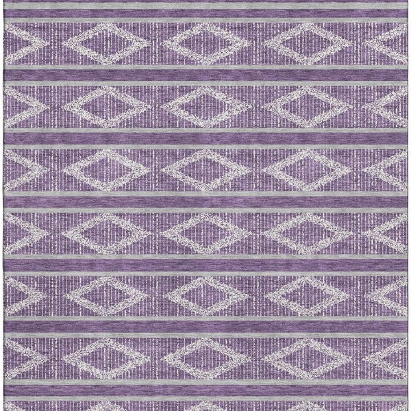 HomeRoots 10' X 14' Purple and Ivory Geometric Washable Area Rug - Durable, Stain-Resistant, UV Protected Elegance 680813