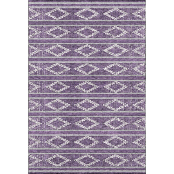 HomeRoots 10' X 14' Purple and Ivory Geometric Washable Area Rug - Durable, Stain-Resistant, UV Protected Elegance 680813