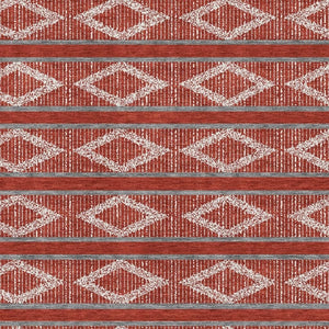 HomeRoots 8' X 10' Red and Ivory Geometric Washable Area Rug - Durable, Stylish, UV-Protected for High-Traffic Areas 680817