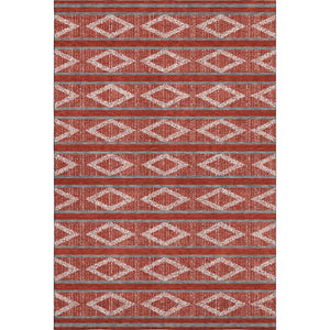 HomeRoots 9' X 12' Red And Ivory Geometric Area Rug - Washable, UV-Protected, Durable for High-Traffic Homes! 680818
