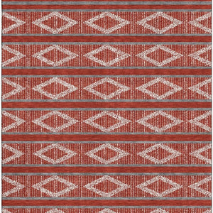 HomeRoots 9' X 12' Red And Ivory Geometric Area Rug - Washable, UV-Protected, Durable for High-Traffic Homes! 680818