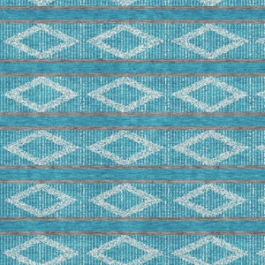 HomeRoots 5' X 8' Teal and Ivory Geometric Area Rug – Stylish, Washable, UV-Protected, Perfect for Busy Homes! 680821