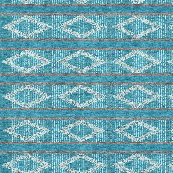 HomeRoots 5' X 8' Teal and Ivory Geometric Area Rug – Stylish, Washable, UV-Protected, Perfect for Busy Homes! 680821