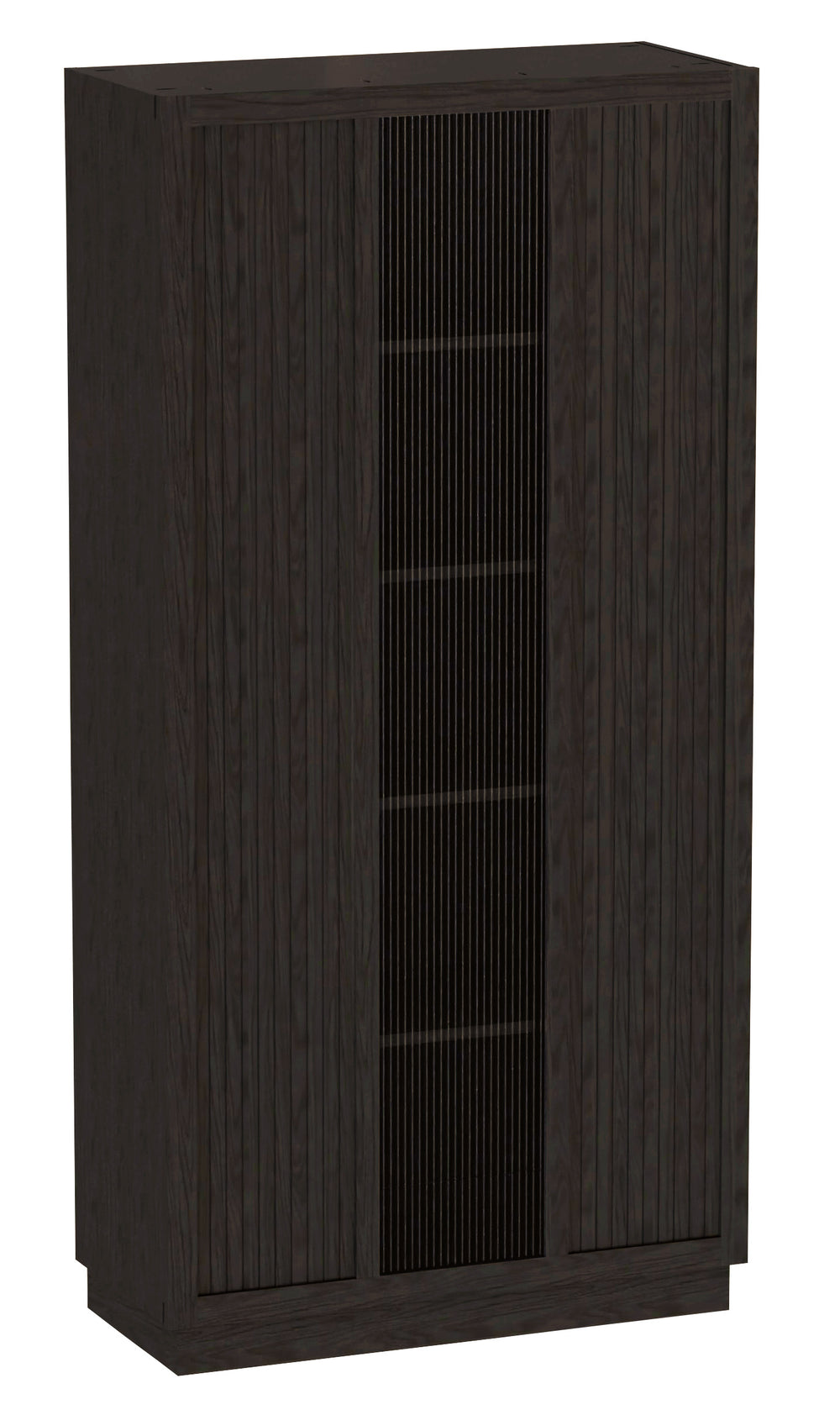 Hekman Furniture 680821 Nora Ii Elegant Ebony Oak Cabinet With Reeded Glass, Adjustable Shelves, And Floor Levelers Ebony Oak Nora Ii Storage Cabinet 680821