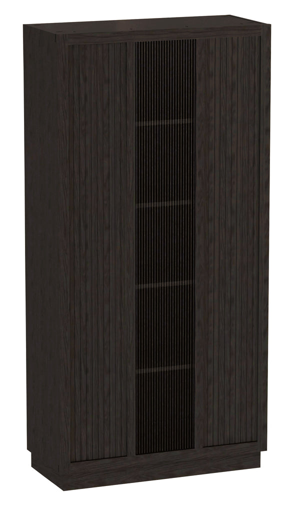 Hekman Furniture 680821 Nora Ii Elegant Ebony Oak Cabinet With Reeded Glass, Adjustable Shelves, And Floor Levelers Ebony Oak Nora Ii Storage Cabinet 680821