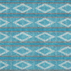 HomeRoots 8' Teal and Ivory Geometric Washable Area Rug - Stylish, Stain-Resistant, UV-Protected, Durable Design 680823