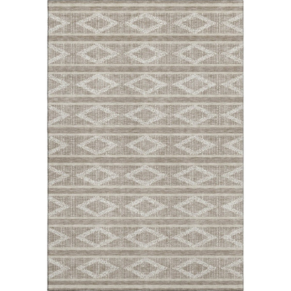 HomeRoots 8' X 10' Modern Taupe & Beige Geometric Washable Area Rug with UV Protection for High-Traffic Spaces 680829