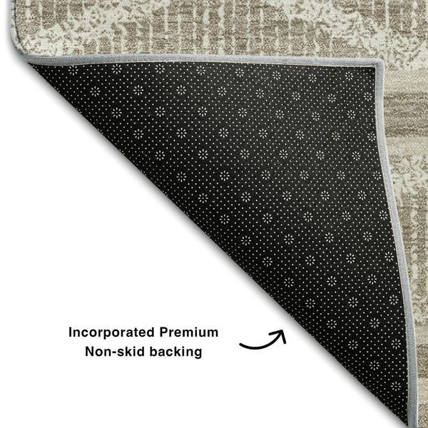 HomeRoots 9' X 12' Taupe & Beige Geometric Area Rug - Washable, UV-Protected, Ideal for High-Traffic Spaces 680830