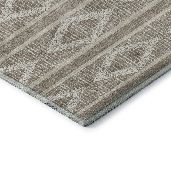 HomeRoots 9' X 12' Taupe & Beige Geometric Area Rug - Washable, UV-Protected, Ideal for High-Traffic Spaces 680830