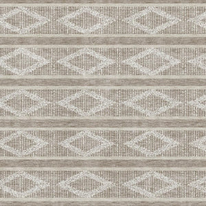 HomeRoots 9' X 12' Taupe & Beige Geometric Area Rug - Washable, UV-Protected, Ideal for High-Traffic Spaces 680830