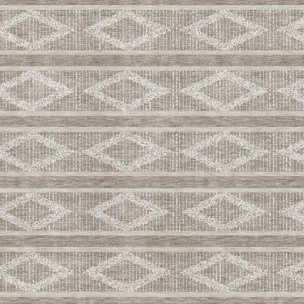 HomeRoots 9' X 12' Taupe & Beige Geometric Area Rug - Washable, UV-Protected, Ideal for High-Traffic Spaces 680830