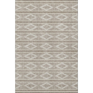 HomeRoots 9' X 12' Taupe & Beige Geometric Area Rug - Washable, UV-Protected, Ideal for High-Traffic Spaces 680830