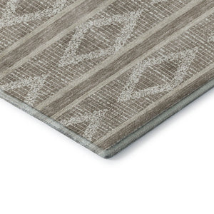 HomeRoots 10' Taupe and Beige Geometric Washable Area Rug - Durable, UV-Protected, Perfect for Modern Spaces 680831