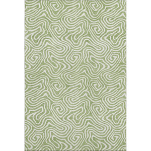 HomeRoots 5' Artichoke Green & Ivory Abstract Area Rug - Washable, UV Protected, Perfect for High-Traffic Rooms 680833