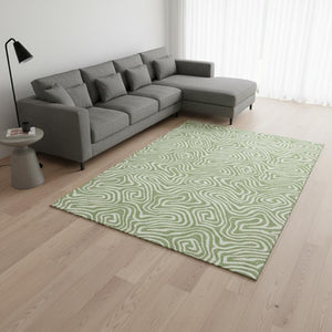 HomeRoots 8' X 10' Artichoke Green & Ivory Abstract Washable Area Rug - UV Protected, Pet-Friendly Design! 680835