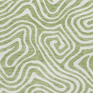 HomeRoots 8' X 10' Artichoke Green & Ivory Abstract Washable Area Rug - UV Protected, Pet-Friendly Design! 680835