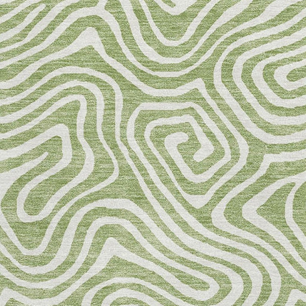 HomeRoots 8' X 10' Artichoke Green & Ivory Abstract Washable Area Rug - UV Protected, Pet-Friendly Design! 680835