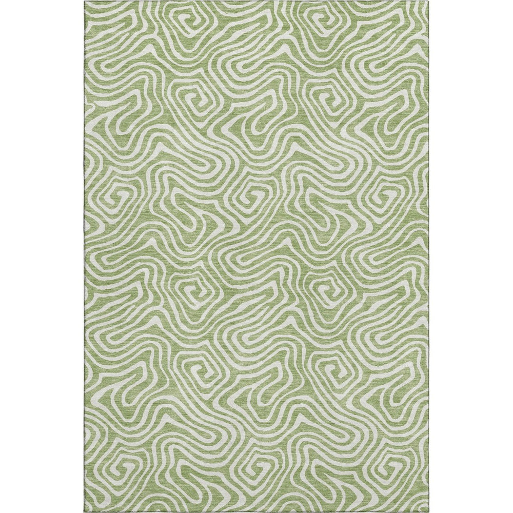 HomeRoots 9' X 12' Artichoke Green Abstract Area Rug – Stylish, Washable, UV Protected, Perfect for High-Traffic Areas 680836
